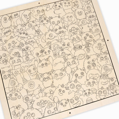 Monstruito - Puzzle de madera para colorear