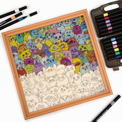 Monstruito - Puzzle de madera para colorear