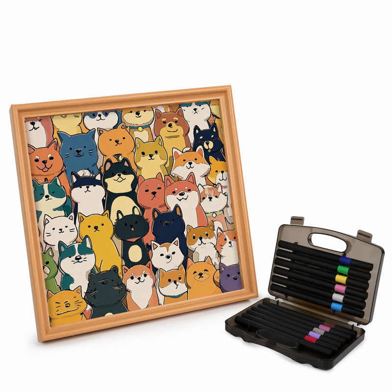 Shiba Inu - Puzzle de madera para colorear