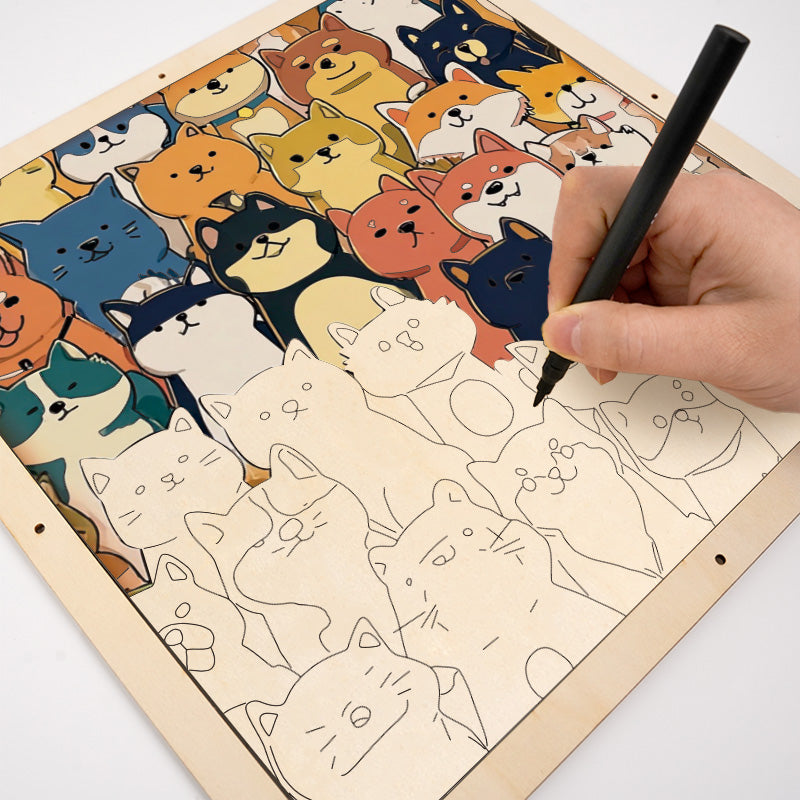 Shiba Inu - Puzzle de madera para colorear
