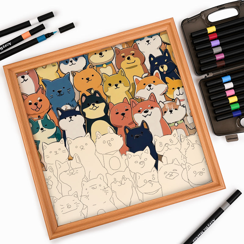 Shiba Inu - Puzzle de madera para colorear