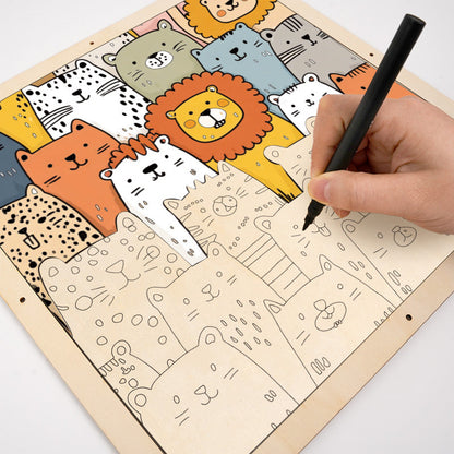 Paraíso Animal - Puzzle de madera para colorear