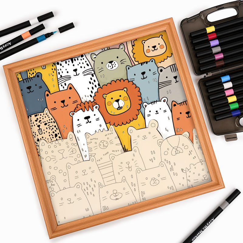Paraíso Animal - Puzzle de madera para colorear