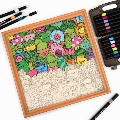 Paraíso Botánico - Puzzle de madera para colorear