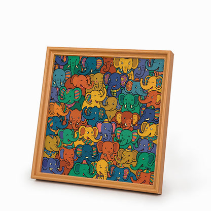 Fiesta de elefantes - Puzzle de madera para colorear