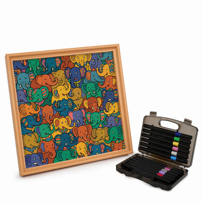 Fiesta de elefantes - Puzzle de madera para colorear