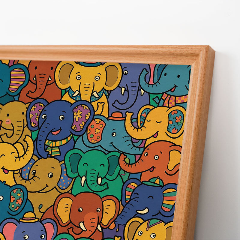 Fiesta de elefantes - Puzzle de madera para colorear