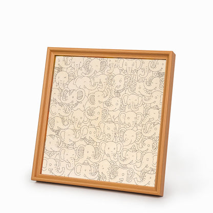 Fiesta de elefantes - Puzzle de madera para colorear