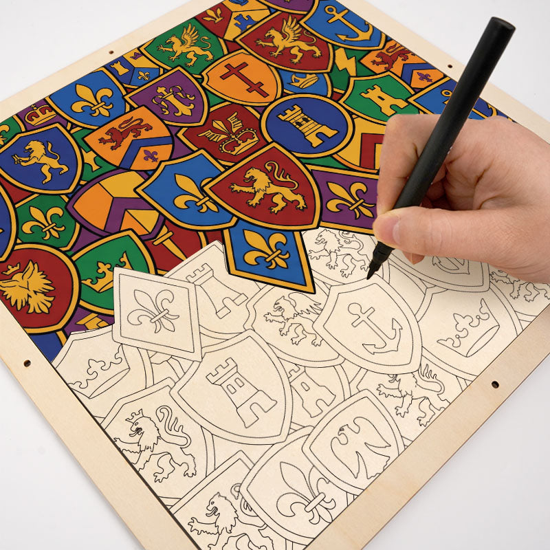 Colección de insignias - Puzzle de madera para colorear