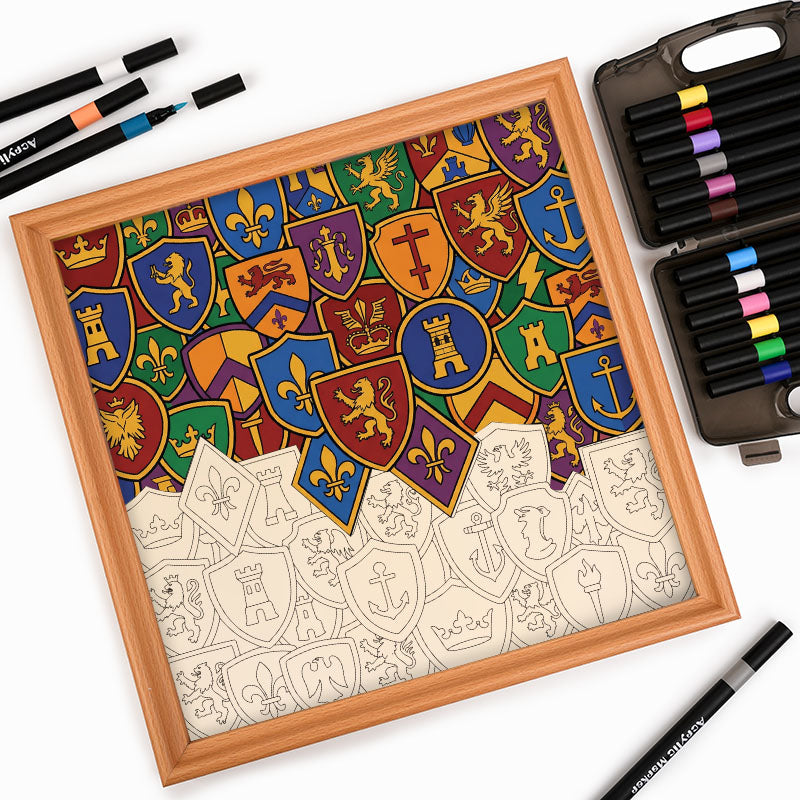 Colección de insignias - Puzzle de madera para colorear