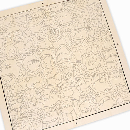 Mascotas Felices - Puzzle de madera para colorear