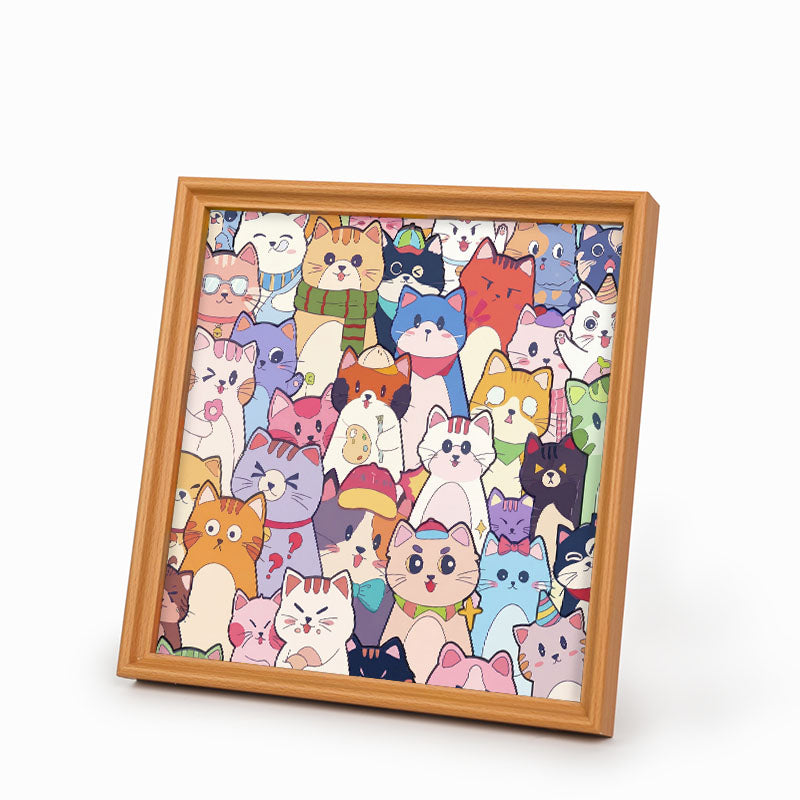 Gatos caprichosos - Puzzle de madera para colorear