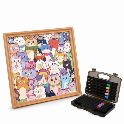 Gatos caprichosos - Puzzle de madera para colorear