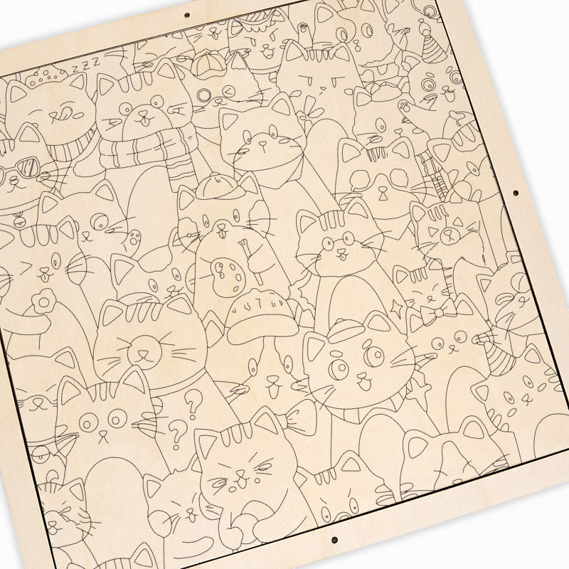 Gatos caprichosos - Puzzle de madera para colorear