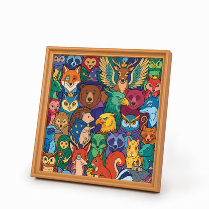 Amigos del Bosque Encantado - Puzzle de madera para colorear