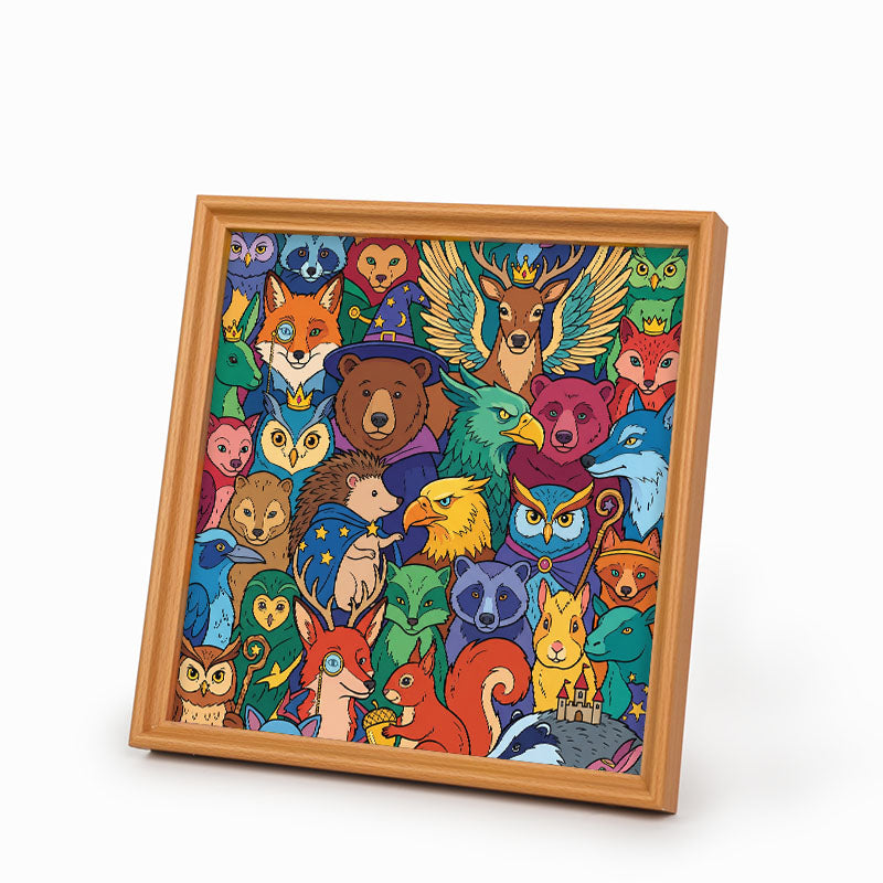 Amigos del Bosque Encantado - Puzzle de madera para colorear