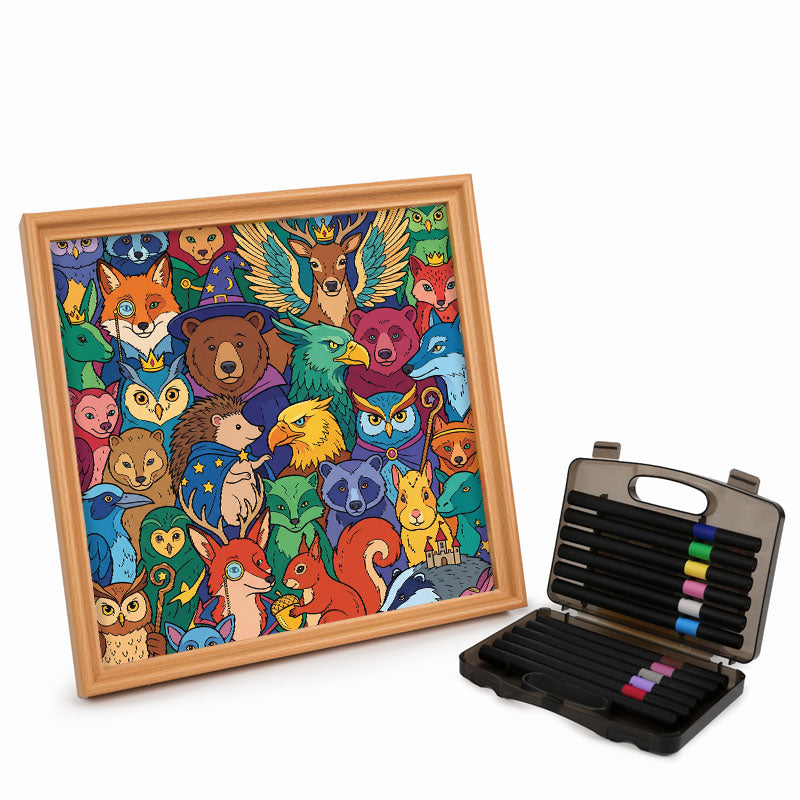 Amigos del Bosque Encantado - Puzzle de madera para colorear
