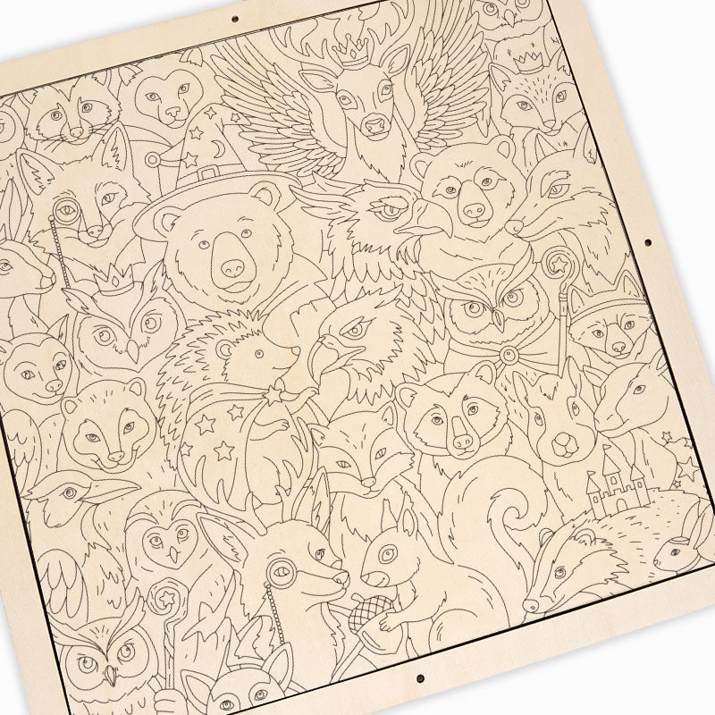 Amigos del Bosque Encantado - Puzzle de madera para colorear