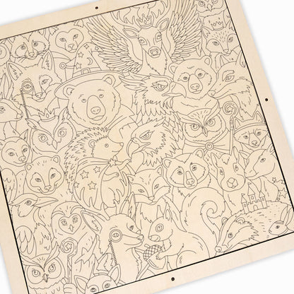 Amigos del Bosque Encantado - Puzzle de madera para colorear