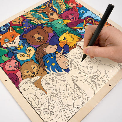 Amigos del Bosque Encantado - Puzzle de madera para colorear