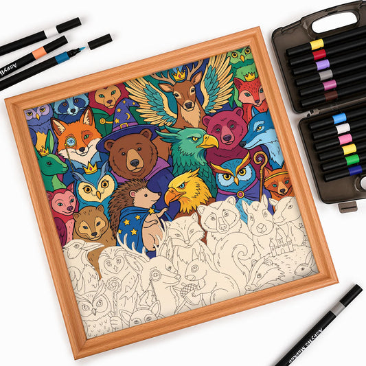 Amigos del Bosque Encantado - Puzzle de madera para colorear