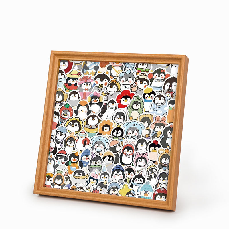Pingüinos divertidos - Puzzle de madera para colorear