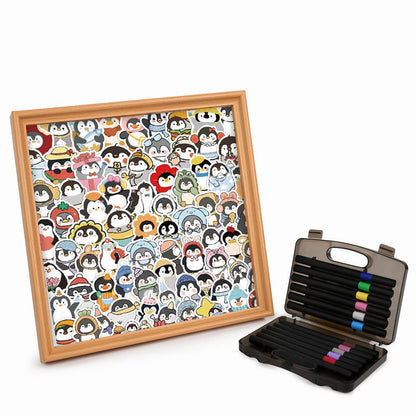 Pingüinos divertidos - Puzzle de madera para colorear