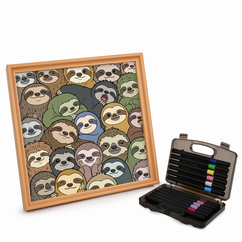 Perezosos perezosos - Puzzle de madera para colorear