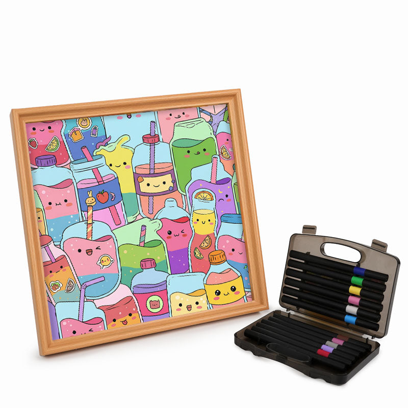 Jugos lindos - Puzzle de madera para colorear