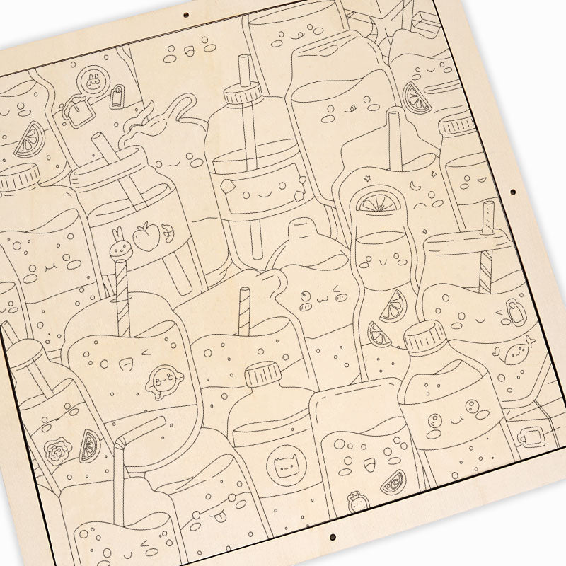 Jugos lindos - Puzzle de madera para colorear