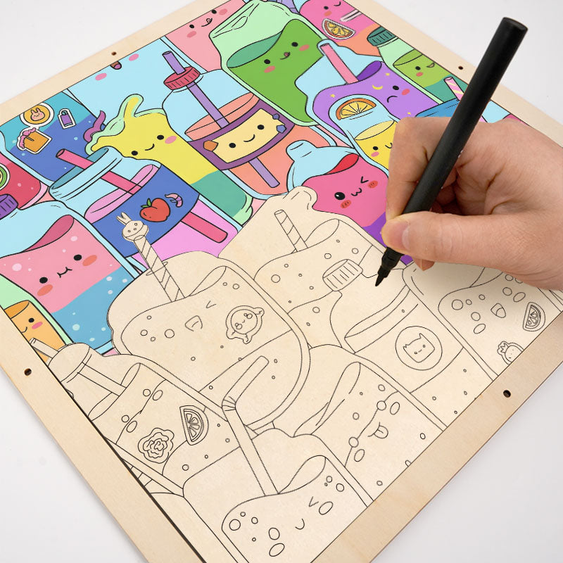 Jugos lindos - Puzzle de madera para colorear