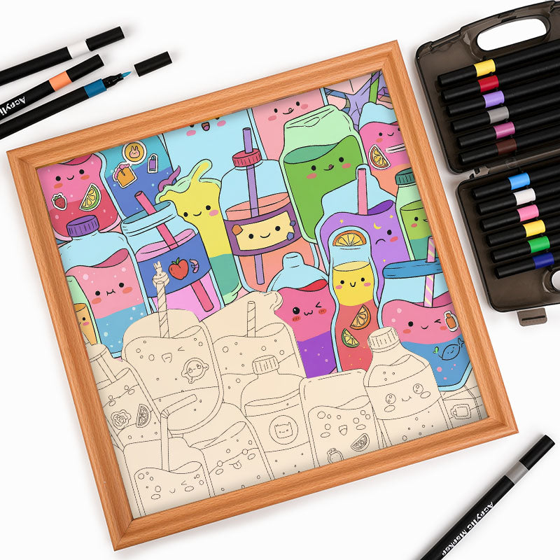 Jugos lindos - Puzzle de madera para colorear