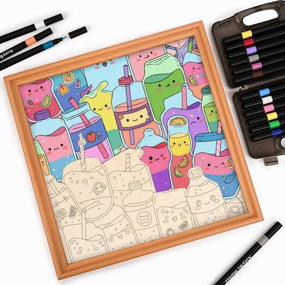 Jugos lindos - Puzzle de madera para colorear