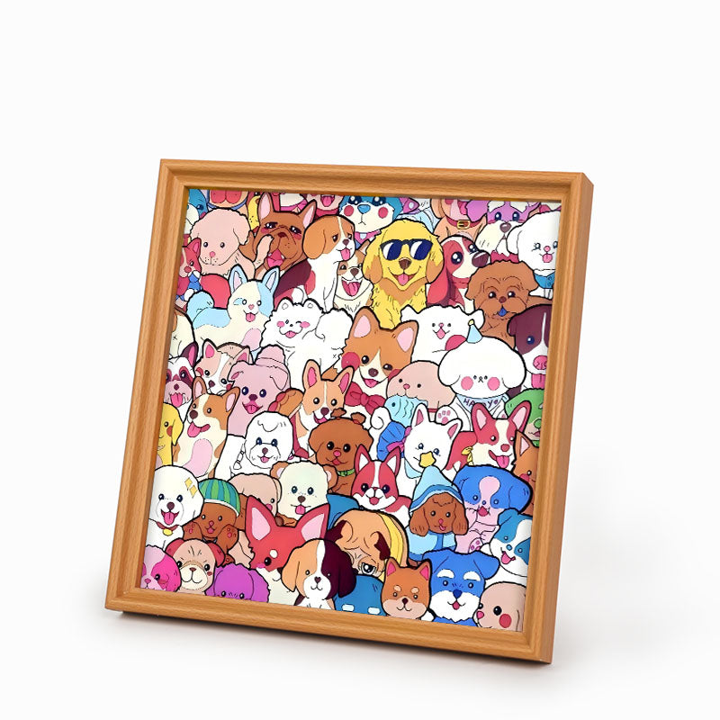 Fiesta de mascotas - Puzzle de madera para colorear