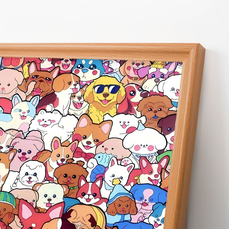 Fiesta de mascotas - Puzzle de madera para colorear