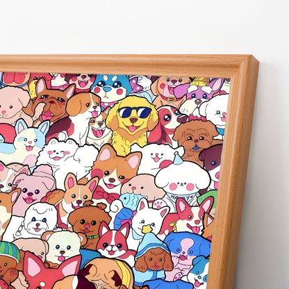 Fiesta de mascotas - Puzzle de madera para colorear