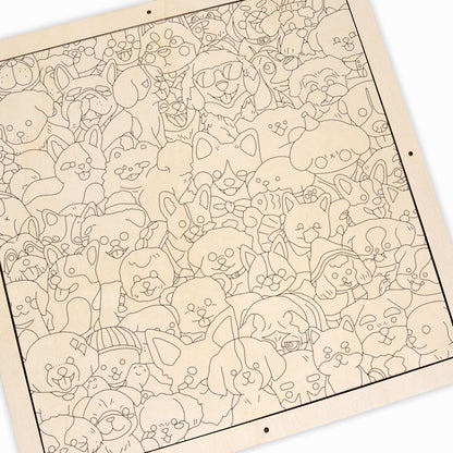 Fiesta de mascotas - Puzzle de madera para colorear