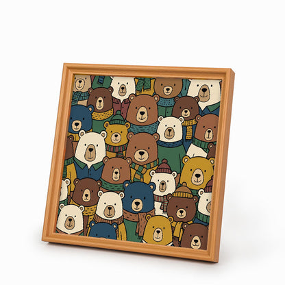 Osos de bufanda - Puzzle de madera para colorear