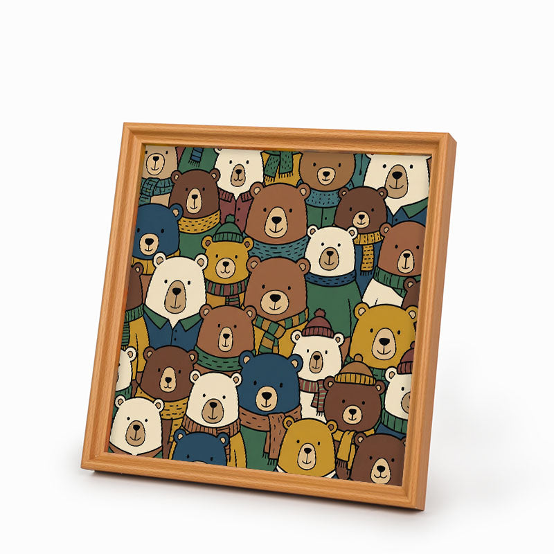 Osos de bufanda - Puzzle de madera para colorear