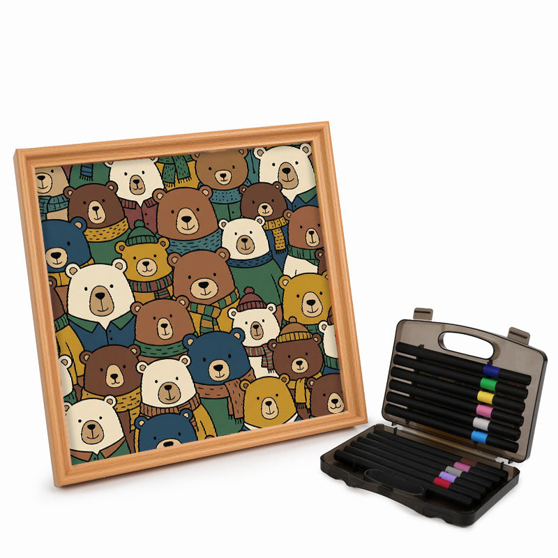 Osos de bufanda - Puzzle de madera para colorear
