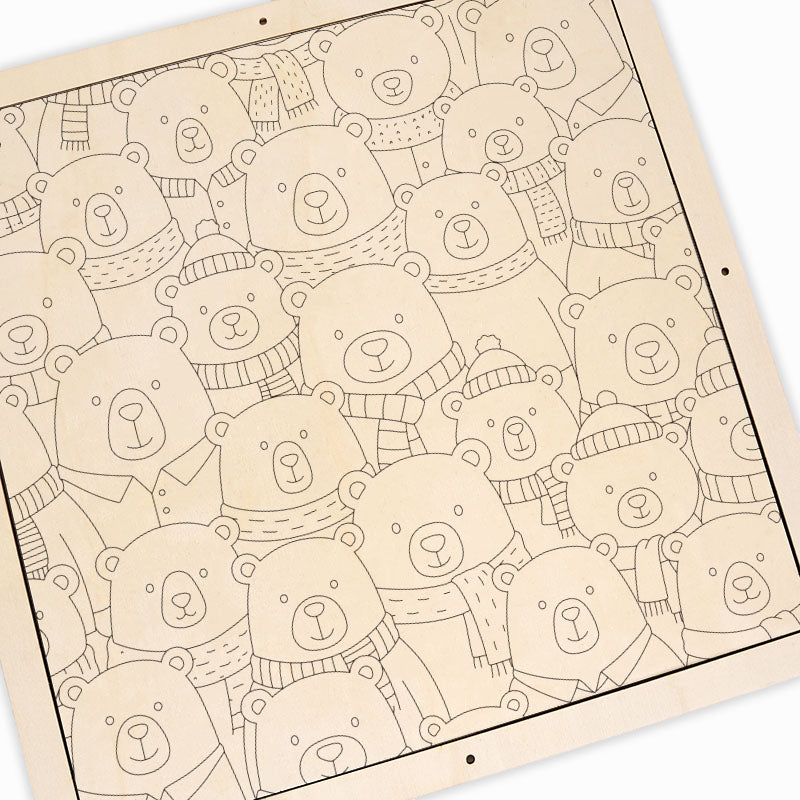 Osos de bufanda - Puzzle de madera para colorear