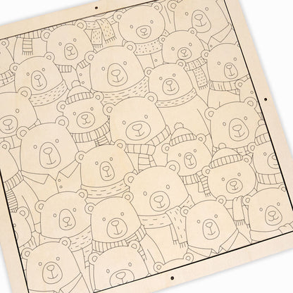 Osos de bufanda - Puzzle de madera para colorear
