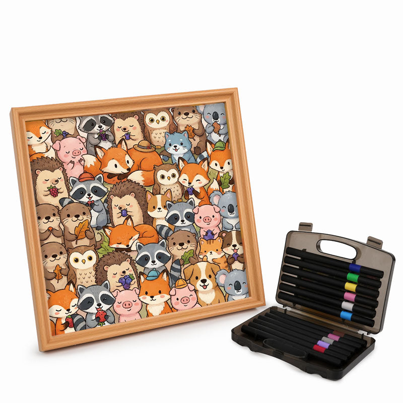 Animalitos lindos - Puzzle de madera para colorear