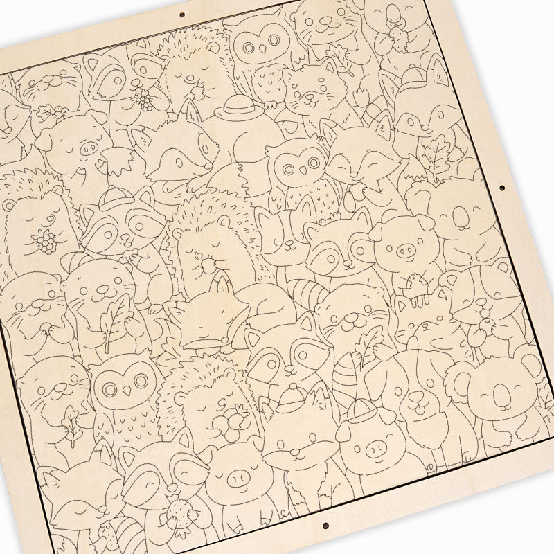 Animalitos lindos - Puzzle de madera para colorear
