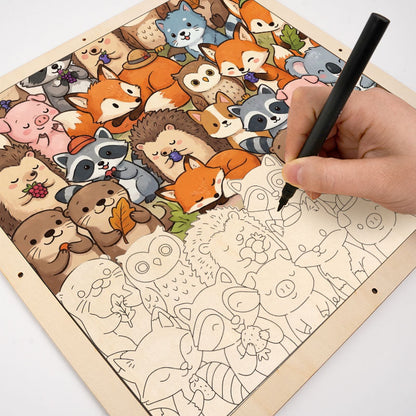 Animalitos lindos - Puzzle de madera para colorear