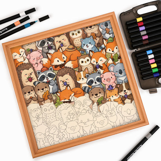 Animalitos lindos - Puzzle de madera para colorear