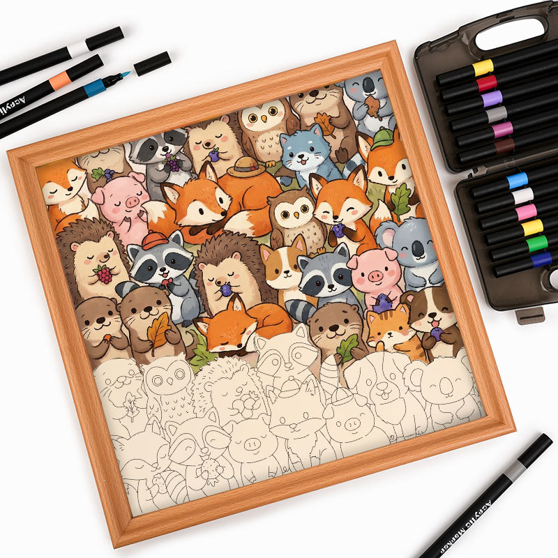Animalitos lindos - Puzzle de madera para colorear