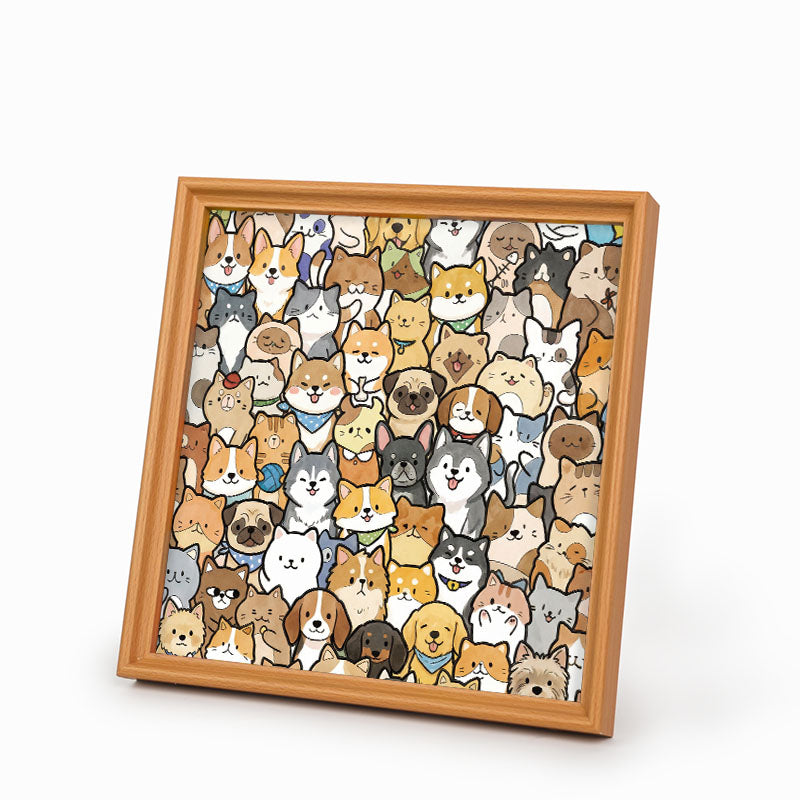 Mundo de Cachorros Pequeños - Puzzle de madera para colorear