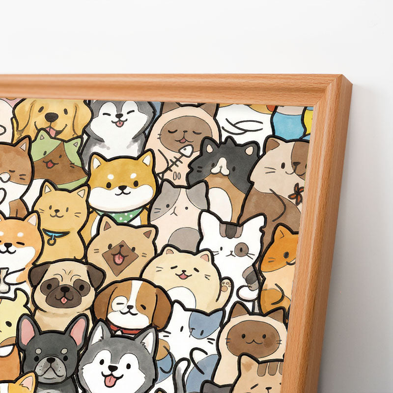 Mundo de Cachorros Pequeños - Puzzle de madera para colorear