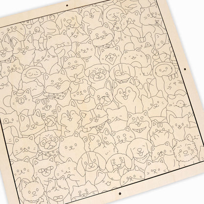 Mundo de Cachorros Pequeños - Puzzle de madera para colorear
